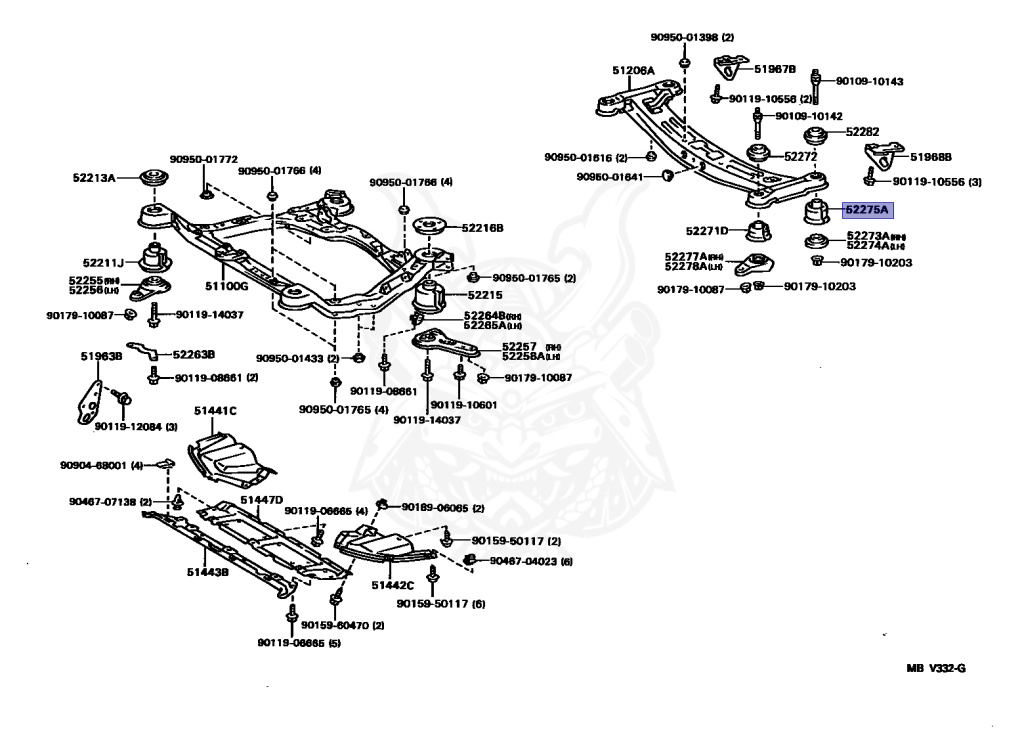 52275-32050 - Toyota - Cushion, Rear Suspension Member Body
