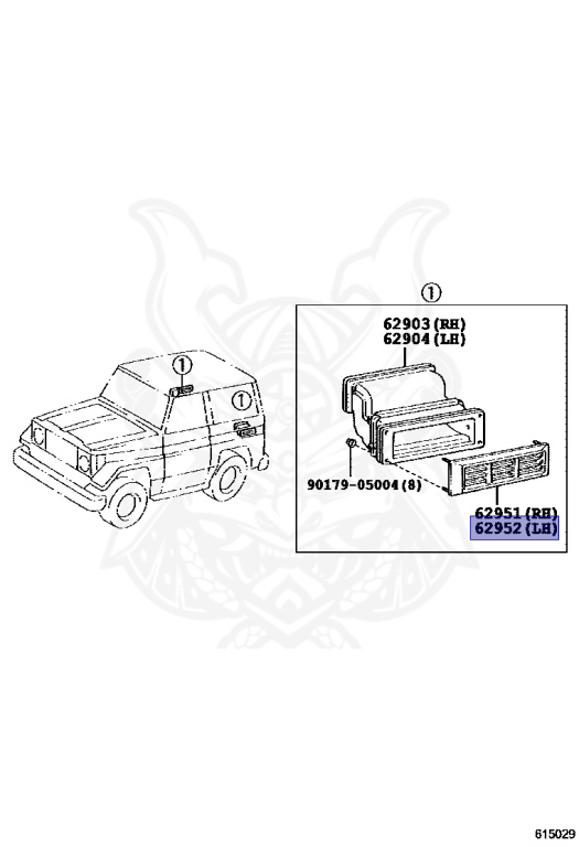 62951-90K00 - Toyota - Louver, Vent, Inner Lh - Nengun Performance