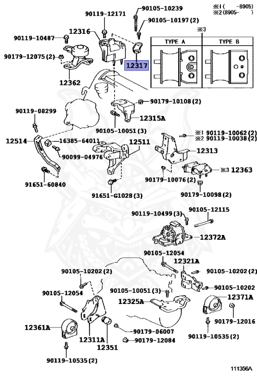 12317-74060 - Toyota - Stay, Engine Mounting, Rh - Nengun