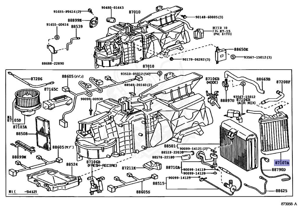 87107-22240 - Toyota - Unit Sub-assy, Heater Radiator - Nengun