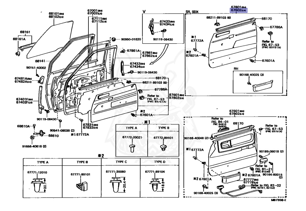 67620-89188-03 - Toyota - Board Sub-assy, Front Door Trim, Lh