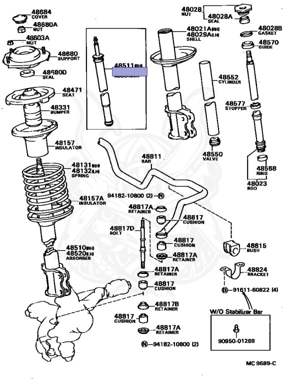 JUN 48511-12290 - Toyota - Shock Absorber Front, Lh (for Cartridge
