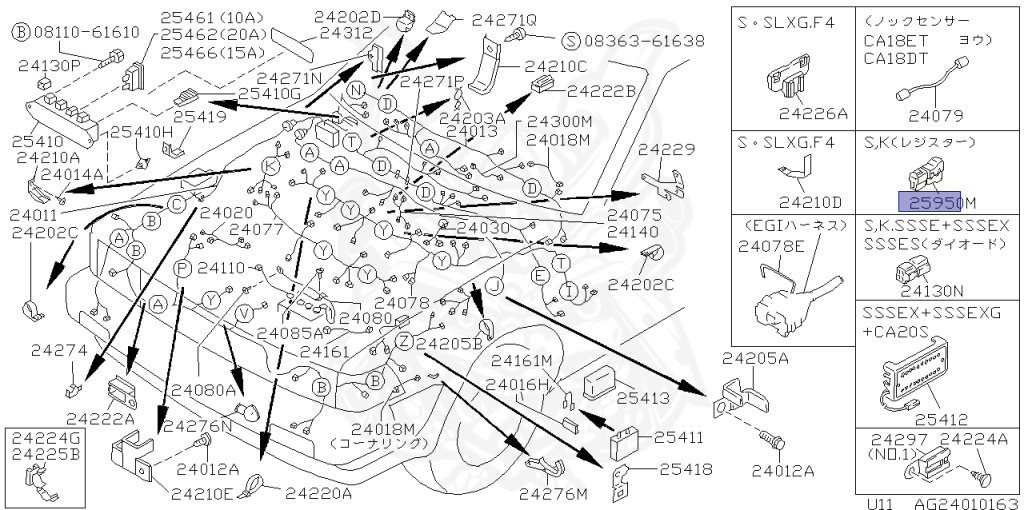 ろっく 24280-N8200 - Nissan - Register Assembly, Tachometer