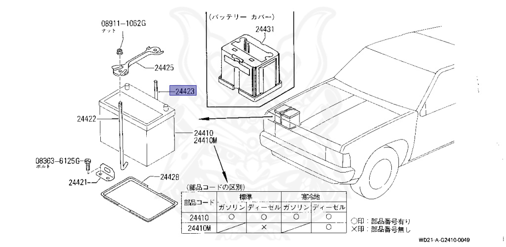 24425-89903 - Nissan - Battery Fixing Rod - Nengun Performance