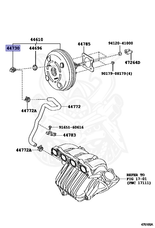 44730-12070 - Toyota - Valve Assy, Vacuum Check (for Brake