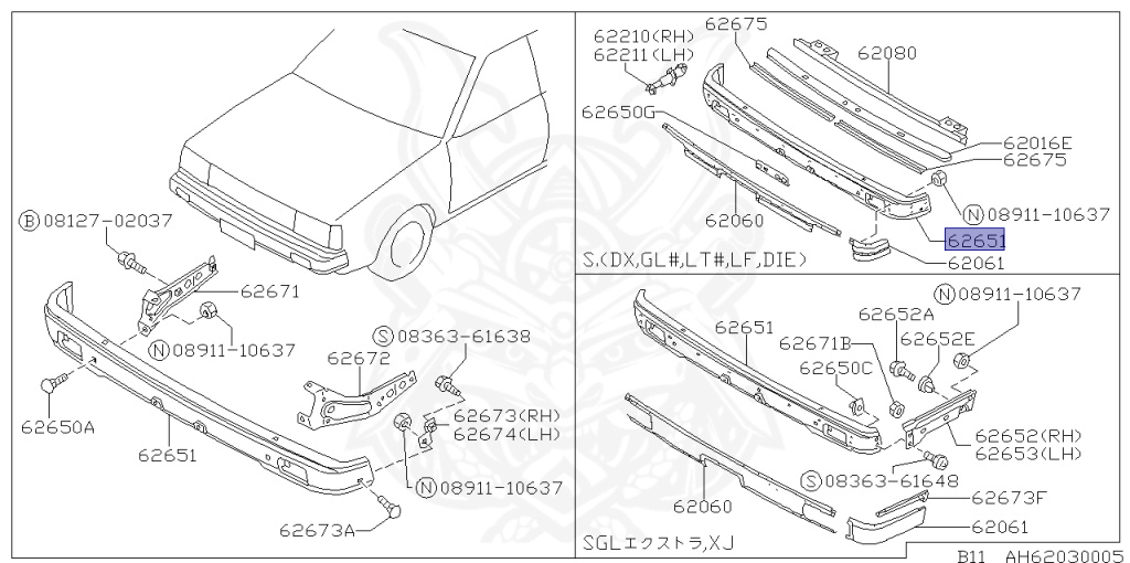 Nissan - Sunny - B11 - 1981 - LOW & FLAT BEDSTEEL - SEDAN(S) - 5 SPEED MANUAL TRANS(F5) - E15S
