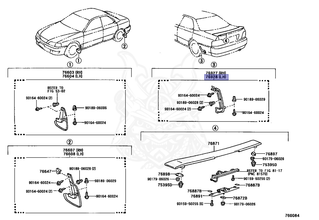 76928-39015 - Toyota - Protecter, Rear Mudguard, Lh - Nengun