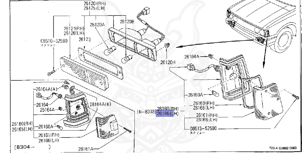 Nissan - Datsun - 720 - 1980 - DELUXE TYPE - CONVERTIBLE(CV) - 2 WHEEL DRIVE(2WD) - 4 SPEED T/M COLUMN SHIFT(R4) - J16S