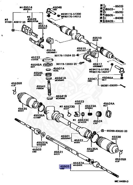 45503-19035 - Toyota - Steering Rack End Sub-assy - Nengun