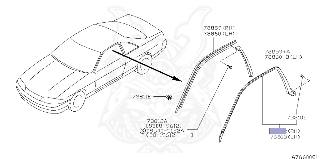 tsuruページ 76860-22U10 - Nissan - Weatherstrip, Body Side Rh - Nengun Performance