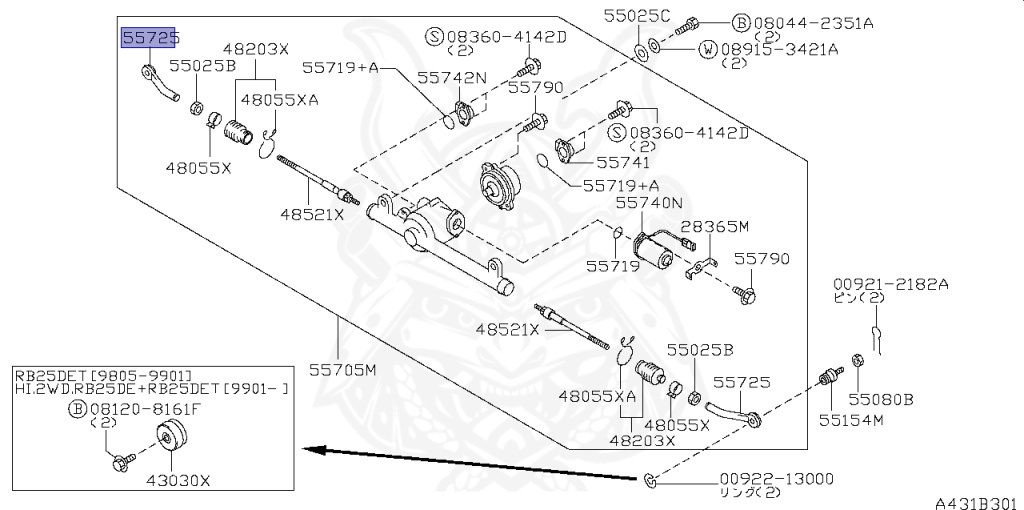 Nissan - Skyline - R34 25GTT - ER34 - 1998 - 25GT TURBO - 4 DOOR SEDAN(4S) - AUTOMATIC-FLOOR SHIFT(AT.F4) - Hi-Cas 2-Link (HI.2WD) - RB25DET