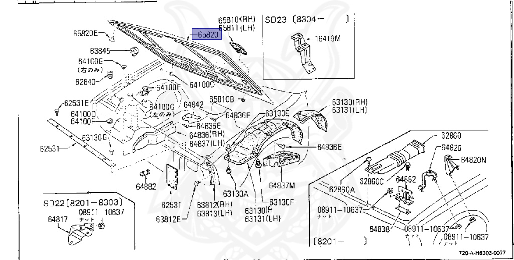Nissan - Datsun - 720 - 1985 - DELUXE TYPE - DOUBLE CAB(WC) - 2 WHEEL DRIVE(2WD) - Column Manual 5th (R5) - SD23