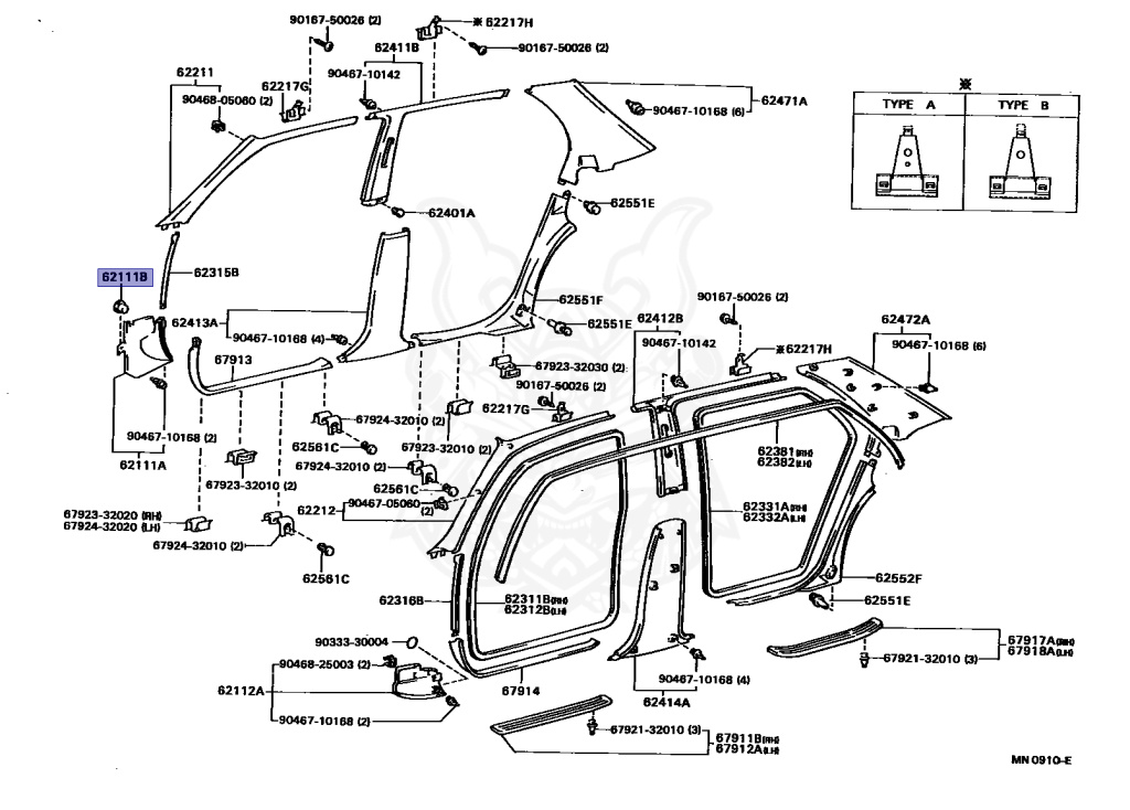 90467-06074 - Toyota - Clip (for Cowl Side Trim) - Nengun Performance