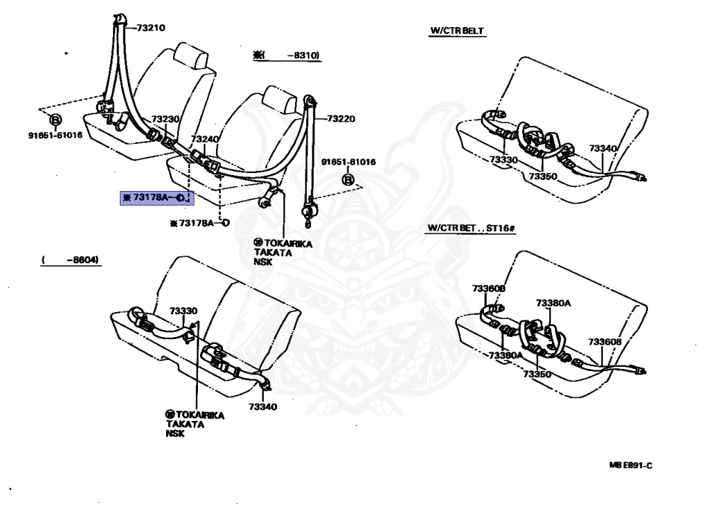 73178-16010-13 - Toyota - Cap, Seat Belt Anchor Cover
