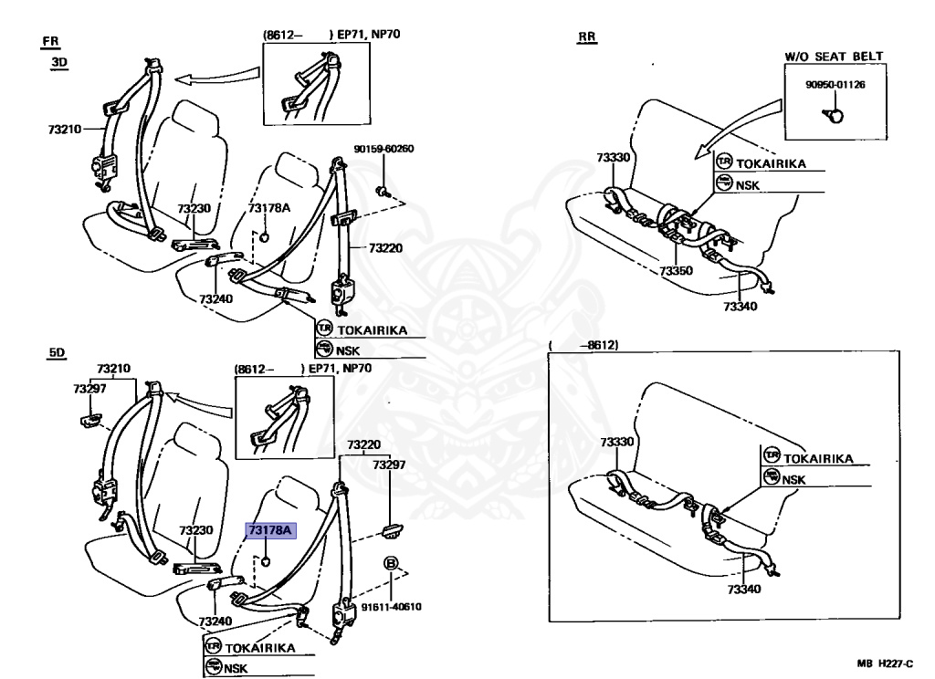 73178-16010-13 - Toyota - Cap, Seat Belt Anchor Cover