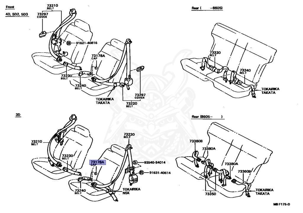 73178-16010-13 - Toyota - Cap, Seat Belt Anchor Cover