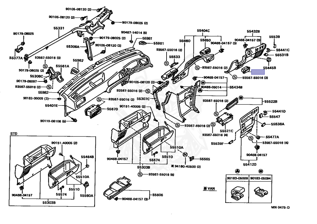 55680-14030-13 - Toyota - Register Assy, Instrument Panel, Lower