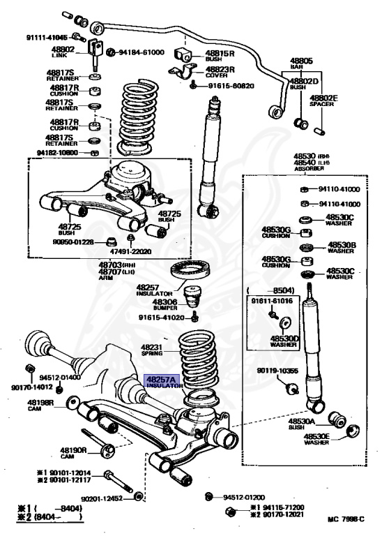 48258-42020 Genuine Lexus INSULATOR, Rear Coil Spring