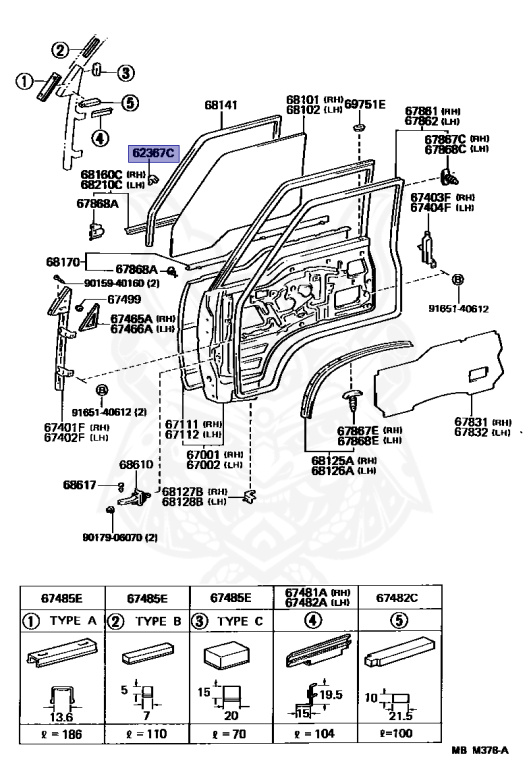 のん 62367-10010 - Toyota - Clip, Door Window Glass - Nengun Performance