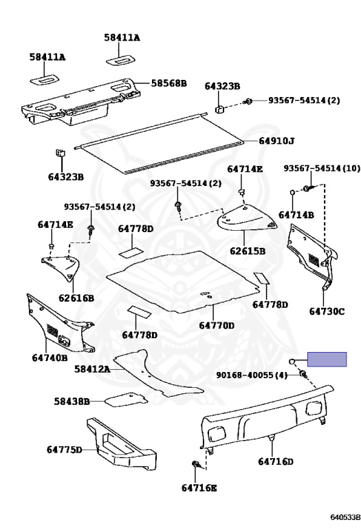 90950-01503-C0 - Toyota - Plug, Hole (for Deck Trim Rear Cover