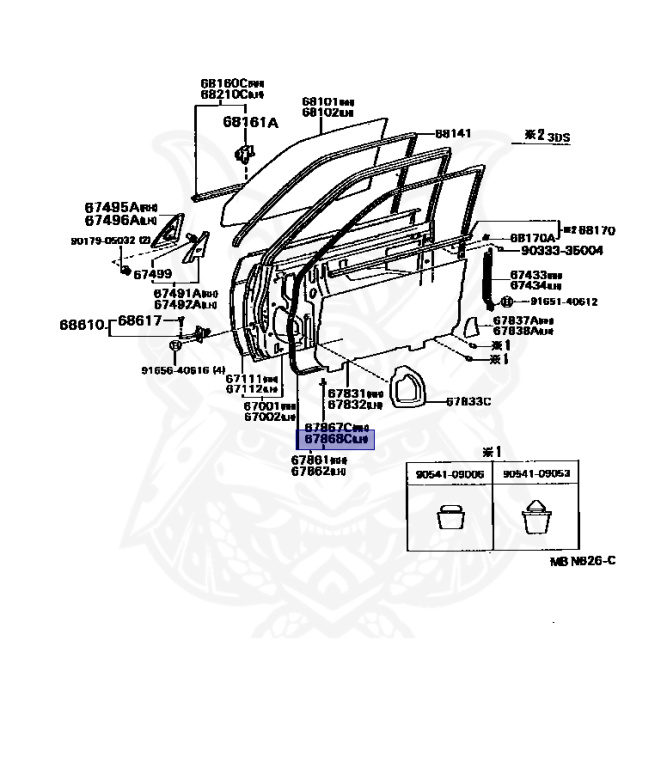 K 67868-30040 - Toyota - Retainer (for Front Door Weatherstrip