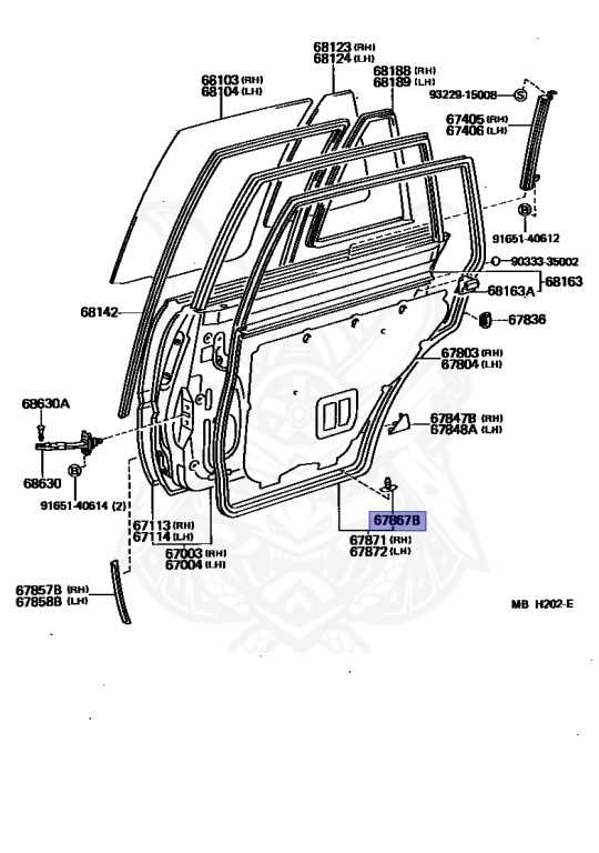 トップス shite 67868-30040 - Toyota - Retainer (for Front Door Weatherstrip