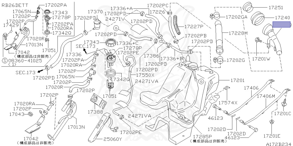 Nissan - Skyline - R34 25GTT - ER34 - 2000 - 25GT TURBO - 4 DOOR SEDAN(4S) - MANUAL TRANS 5-SPEED(MT.F5) - Hi-Cas 2-Link (HI.2WD) - RB25DET