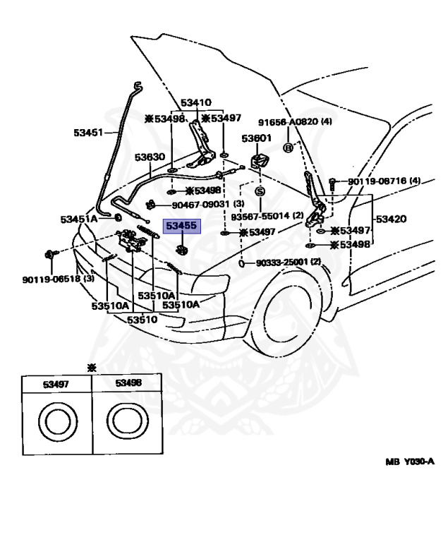 53455-14020 - Toyota - Clamp, Hood Support Rod - Nengun