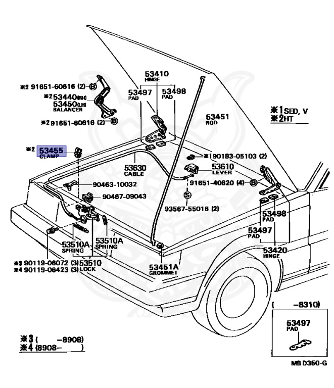 53455-14020 - Toyota - Clamp, Hood Support Rod - Nengun Performance