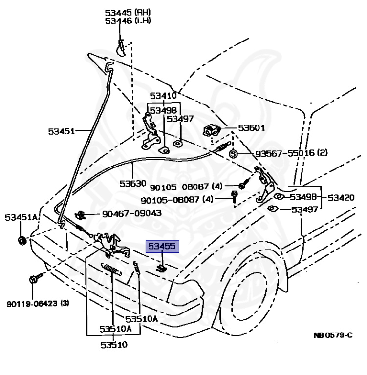 53455-14020 - Toyota - Clamp, Hood Support Rod - Nengun