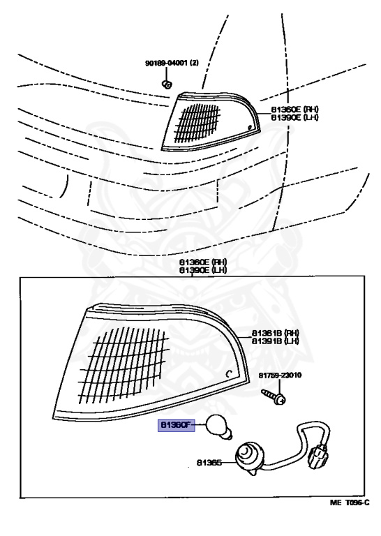 ん 90981-13036 - Toyota - Bulb (for Parking & Clearance Lamp