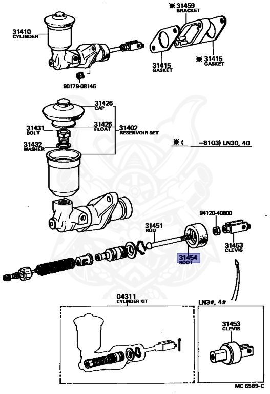 31454-14010 - Toyota - Boot, Clutch Master Cylinder - Nengun
