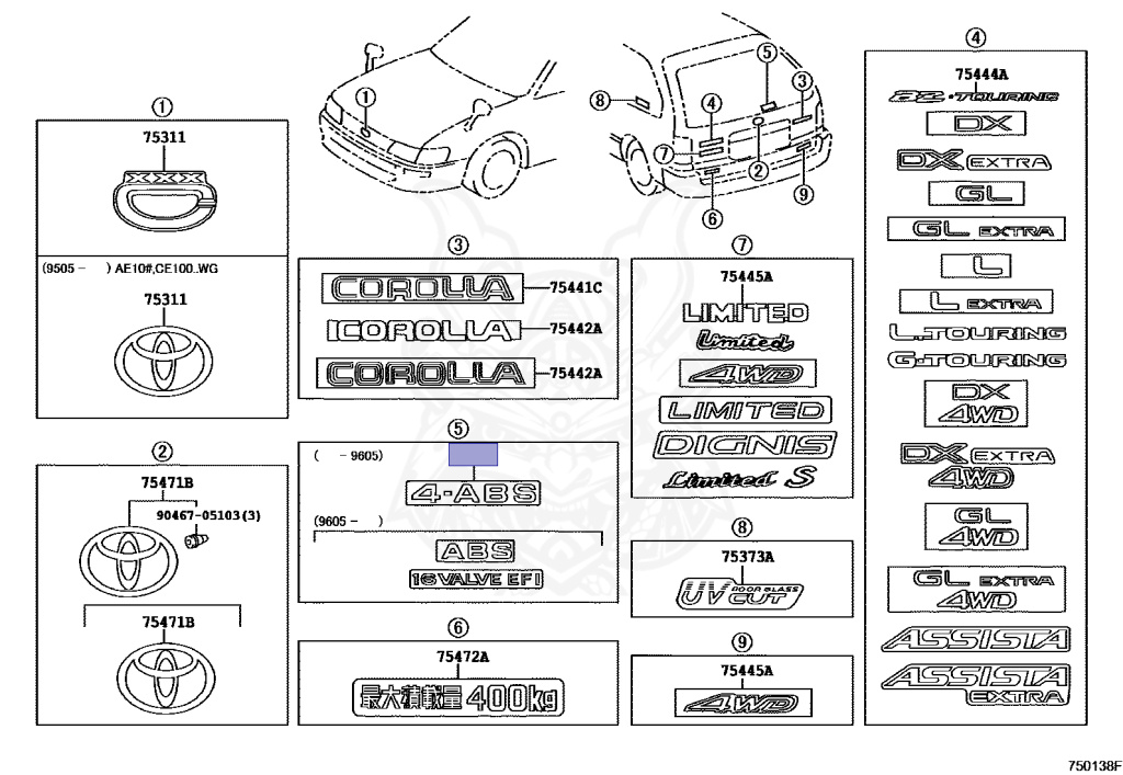Toyota - Corolla - CE102G - 1998 - L TYPE - WAGON - Manual - 3CE