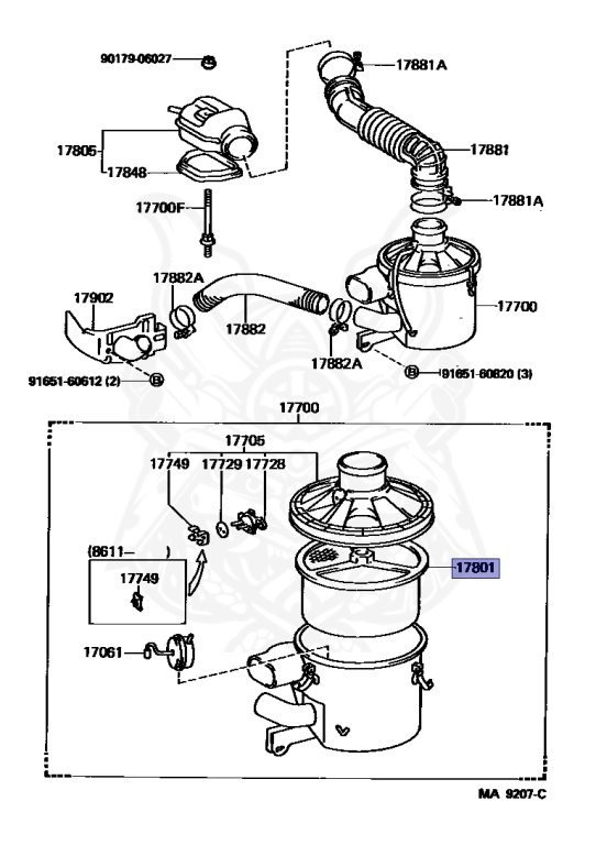 17801-13050 - Toyota - Filter Element Sub-assy, Air Cleaner