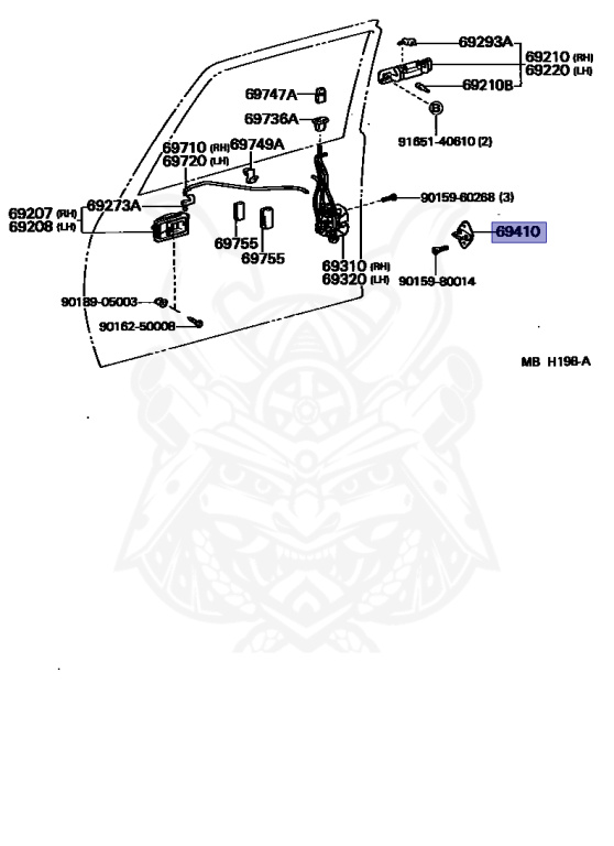 69410-87001 - Toyota - Plate Assy, Front Door Lock Striker