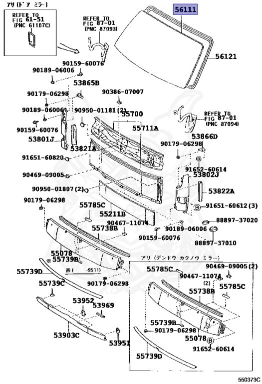 56111-37080 - Toyota - Glass, Windshield - Nengun Performance