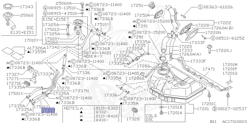 Nissan - Sunny - B11 - 1986 - XJ - SEDAN(S) - 5 SPEED MANUAL TRANS(F5) - E15S