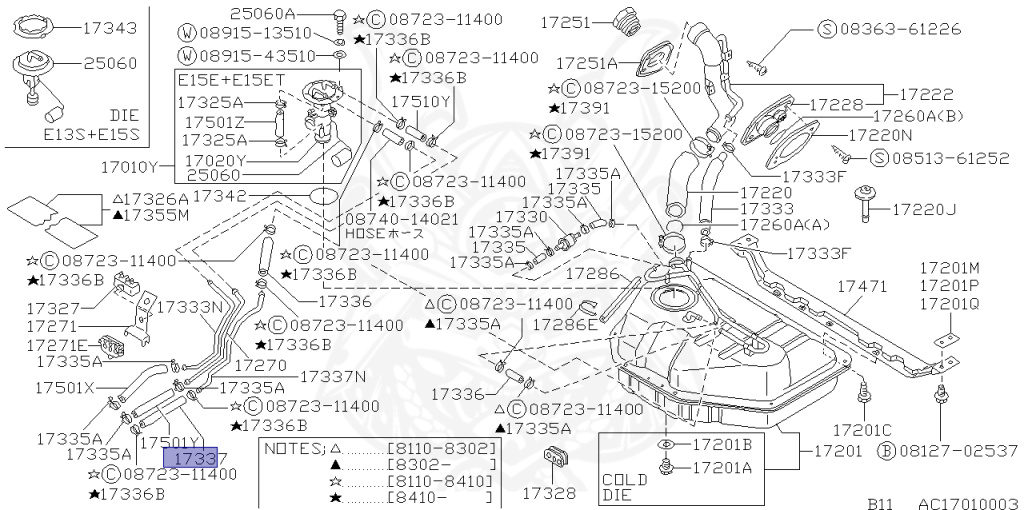 Nissan - Sunny - B11 - 1986 - SGX TYPE - WAGON(W) - 5 SPEED MANUAL TRANS(F5) - E15S