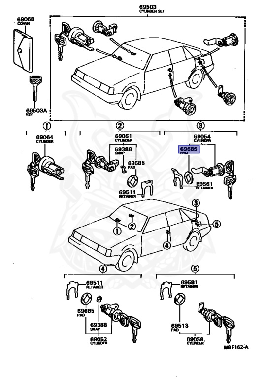 69513-32010 - Toyota - Pad, Lock Cylinder - Nengun Performance