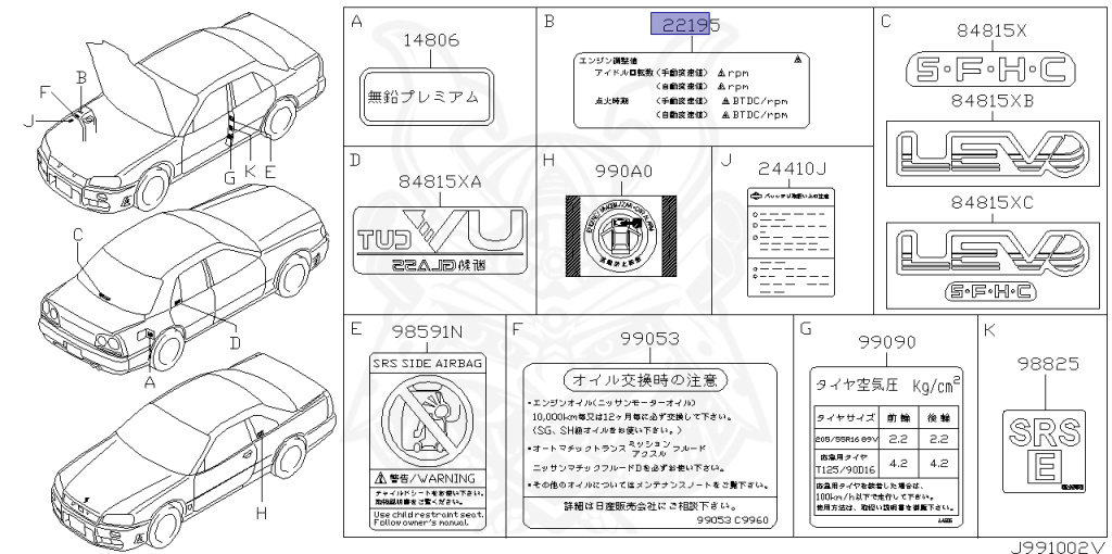 Nissan - Skyline - R34 GT - HR34 - 2000 - 20GT - 4 DOOR SEDAN(4S) - AUTOMATIC-FLOOR SHIFT(AT.F4) - High cast, 2-link (IRS.2WD) - RB20DE