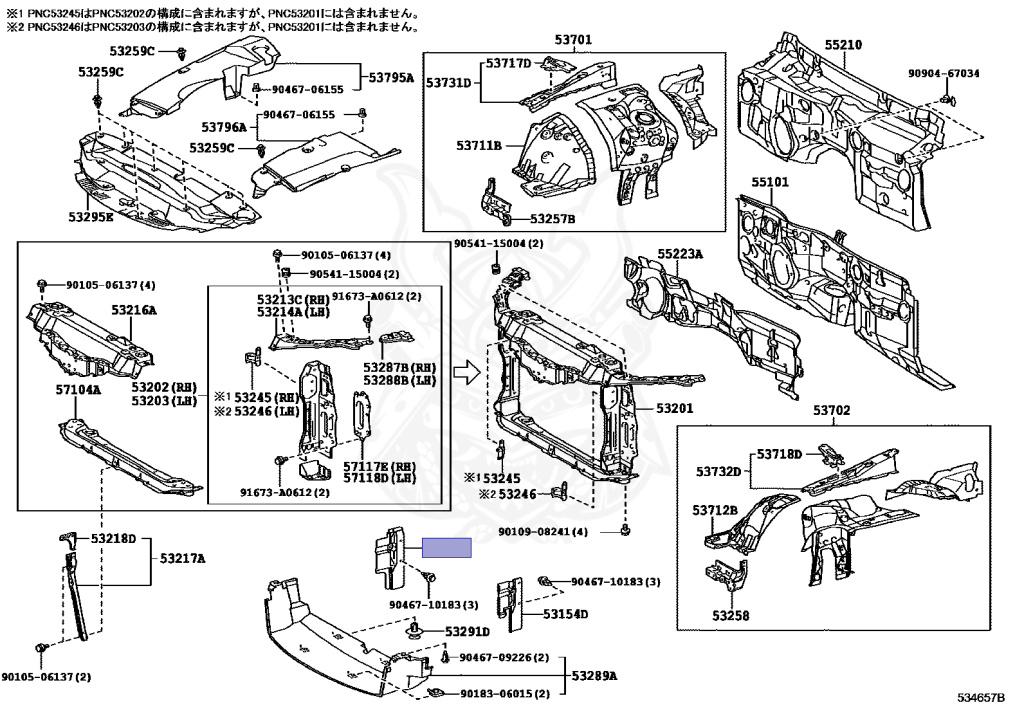 53153-53010 - Lexus - Guide, Radiator Grille Side Air, Rh - Nengun