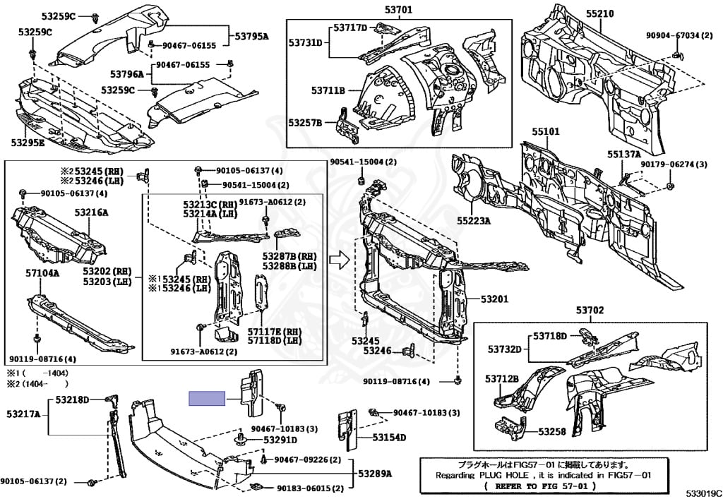 りおページ 53153-53010 - Lexus - Guide, Radiator Grille Side Air, Rh - Nengun