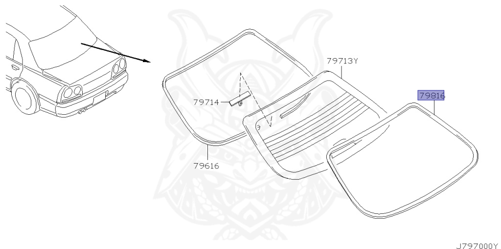 79752-AA000 - Nissan - Rear Window Molding, Upper - Nengun Performance