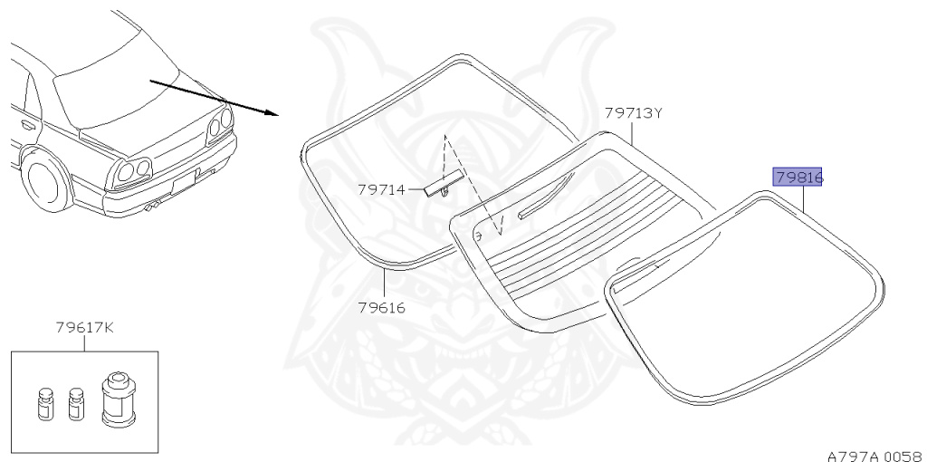 79752-AA000 - Nissan - Rear Window Molding, Upper - Nengun Performance