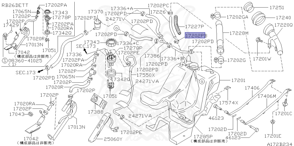 Nissan - Skyline - R34 25GTT - ER34 - 2000 - 25GT TURBO - 4 DOOR SEDAN(4S) - AUTOMATIC-FLOOR SHIFT(AT.F4) - Hi-Cas 2-Link (HI.2WD) - RB25DET