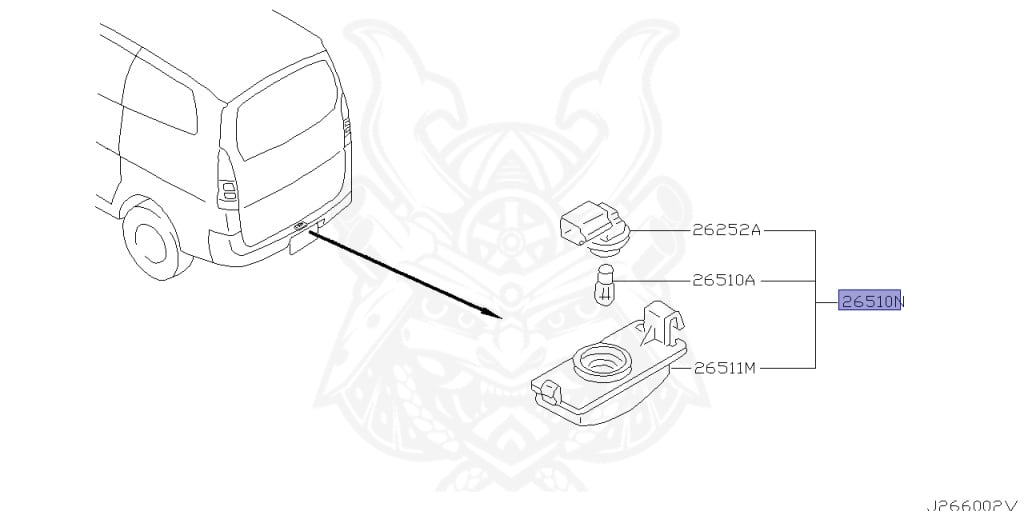 26510-1L000 - Nissan - License Plate Lamp Assembly - Nengun