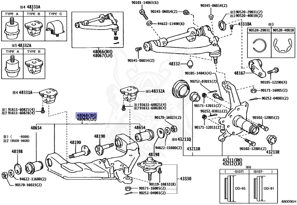 48068-26110 - Toyota - Arm Sub-assy, Front Suspension, Lower No. 1
