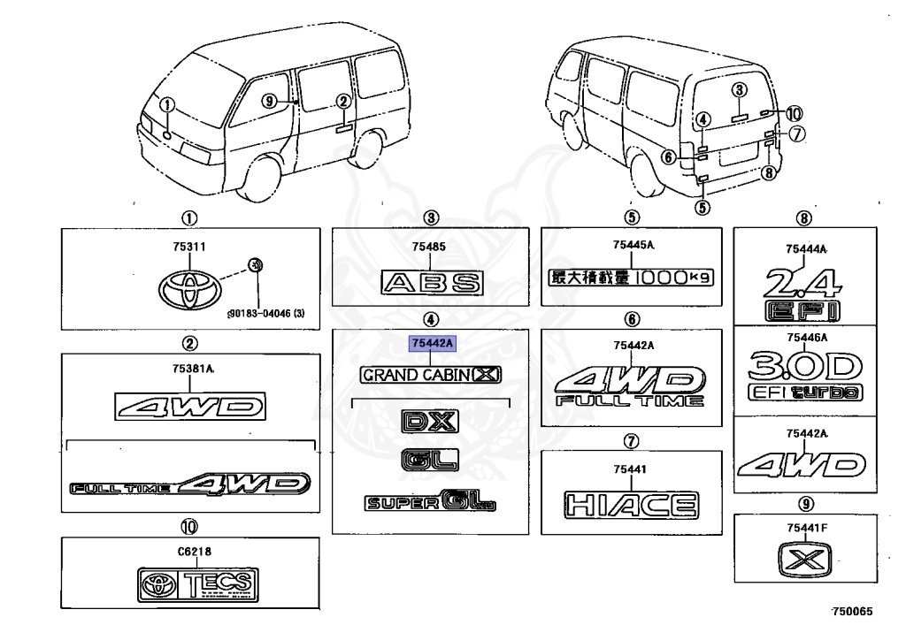 Toyota - Hiace - KZH106W - 1994 - SUPER CUSTOM MOON  ROOF TYPE - 4-DOOR - Automatic - 1KZTE