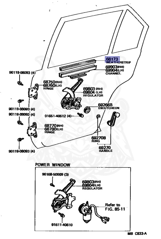 リング 69975-22020 - Toyota - Filler, Rear Door Glass Channel