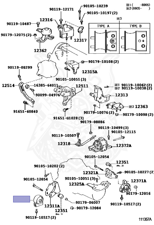 12361-62020 - Toyota - Insulator, Engine Mounting, Front (for